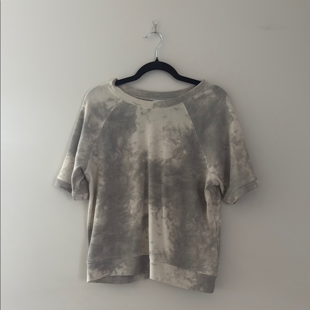 Gray Tie-Dye Short Sleeve Sweatshirt